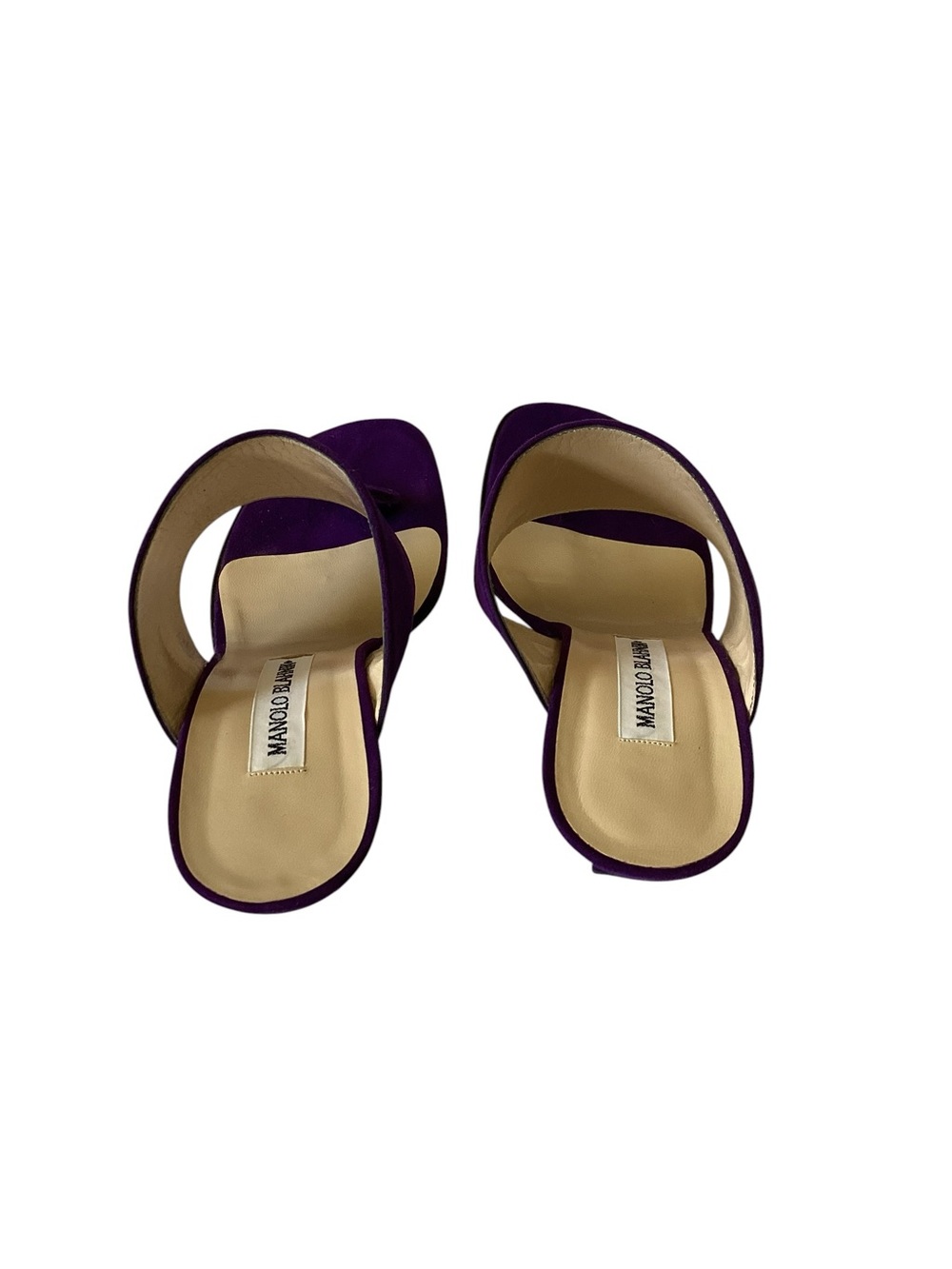Manolo Blahnik Vintage Leather Purple Suede Open-Toe Mules sz 38 - Picture 9 of 15